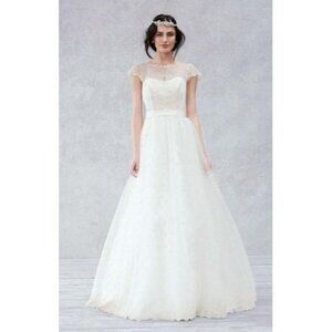 Galina Spring 2015 Illusion Sweetheart Lace Wedding Dress - 6